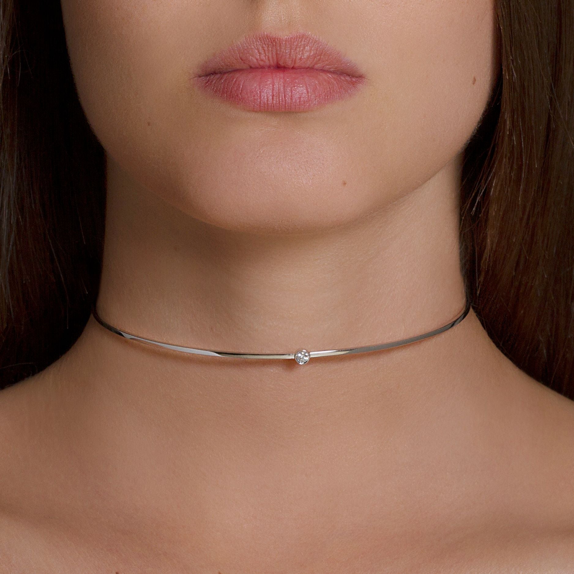 Colar Love NY De Ouro Branco 18K E Diamante - Jack Vartanian - Choker E Aro