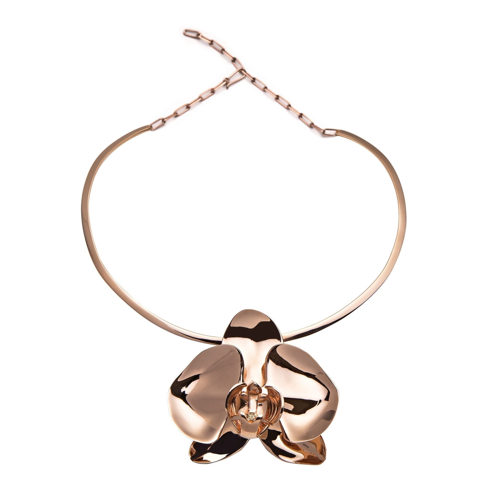 Colar Orquidea De Prata Com Ouro Rosa E Diamante - Jack Vartanian - Choker E Aro