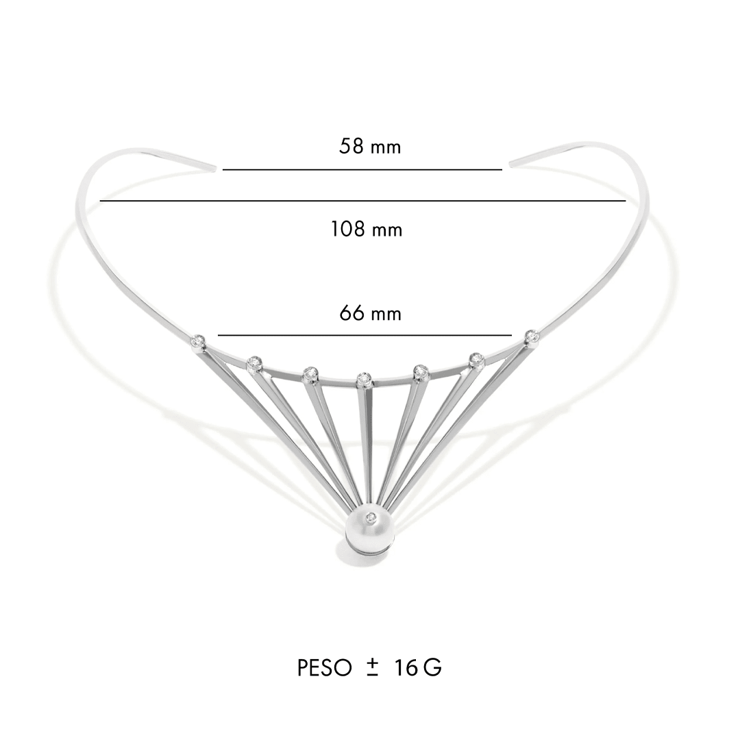 COLAR SHINE | OURO BRANCO 18K COM PÉROLA E DIAMANTES - Jack Vartanian - 