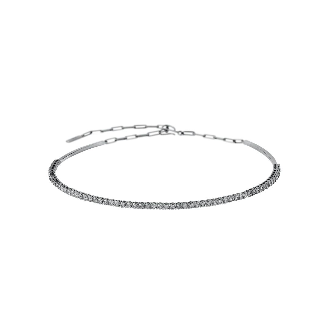 Colar Voyeur De Ouro Branco 18K E Diamante - Jack Vartanian - Choker E Aro