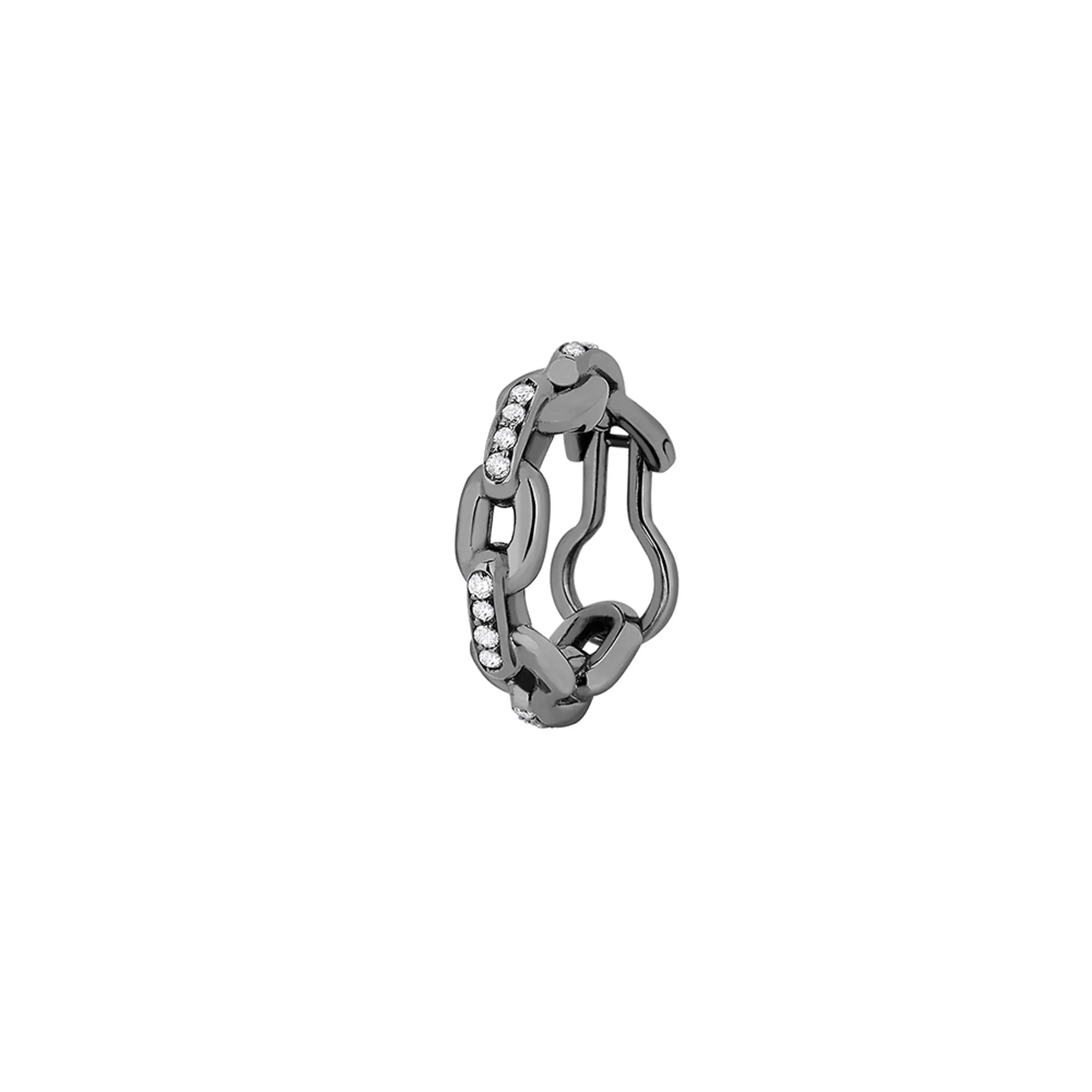 Piercing Chain Lovers De Ouro Branco 18K Com Ródio Negro E Diamante - Jack Vartanian - Pressao