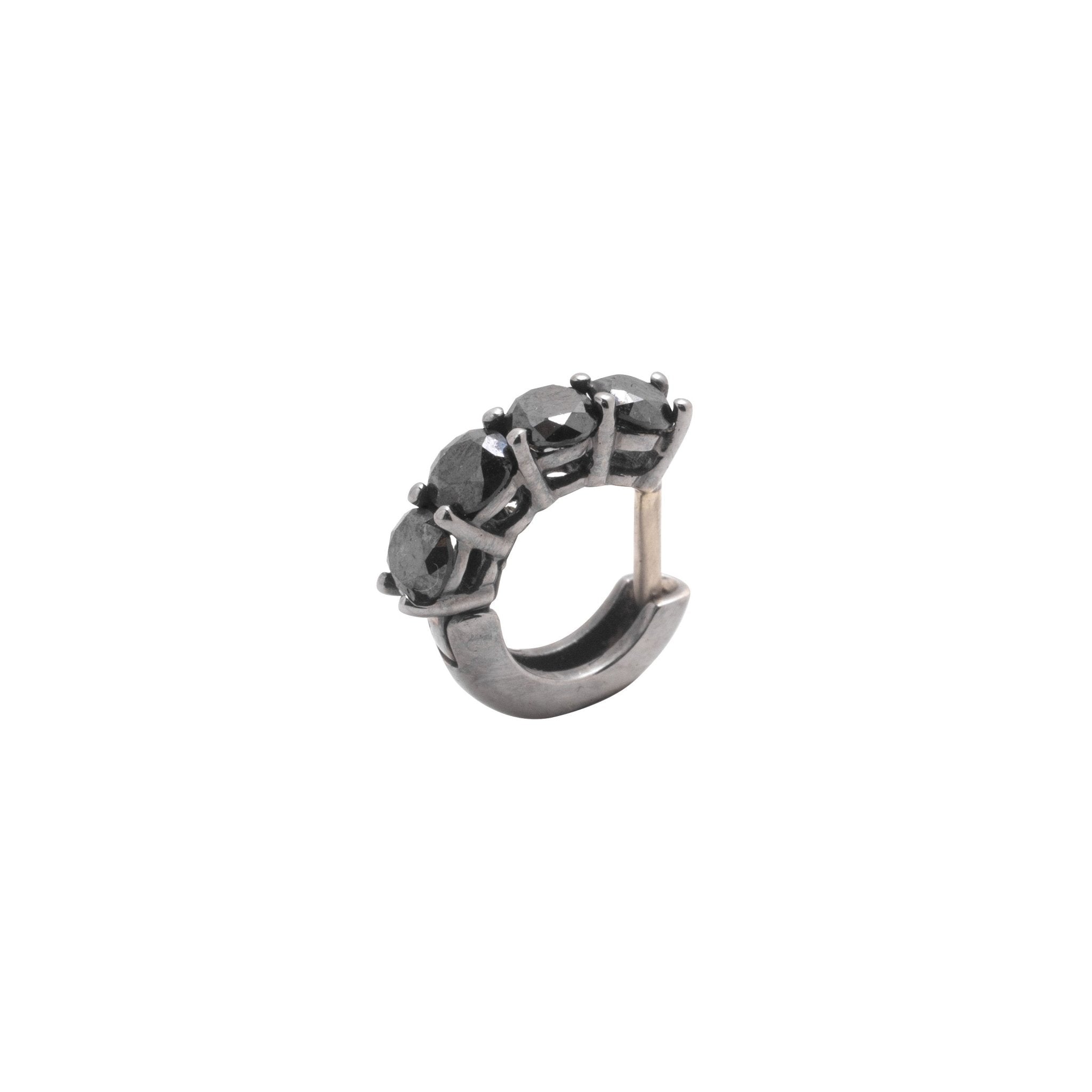 Piercing Savage De Ouro Branco 18K Com Ródio Negro E Diamante Negro - P - Jack Vartanian - Pino