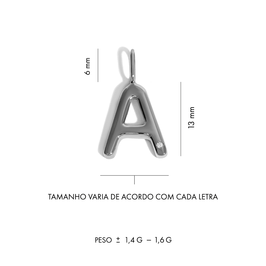 Pingente Você - M | Ouro Branco 18K Com Ródio Negro e Diamante - Jack Vartanian - Letras