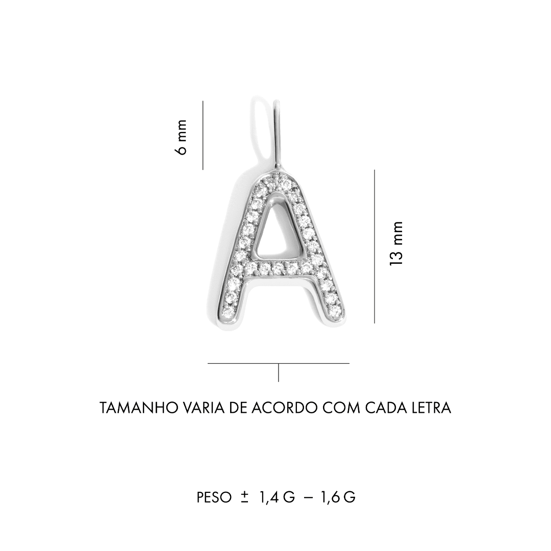Pingente Você - M | Ouro Branco 18K e Diamantes - Jack Vartanian - Letras