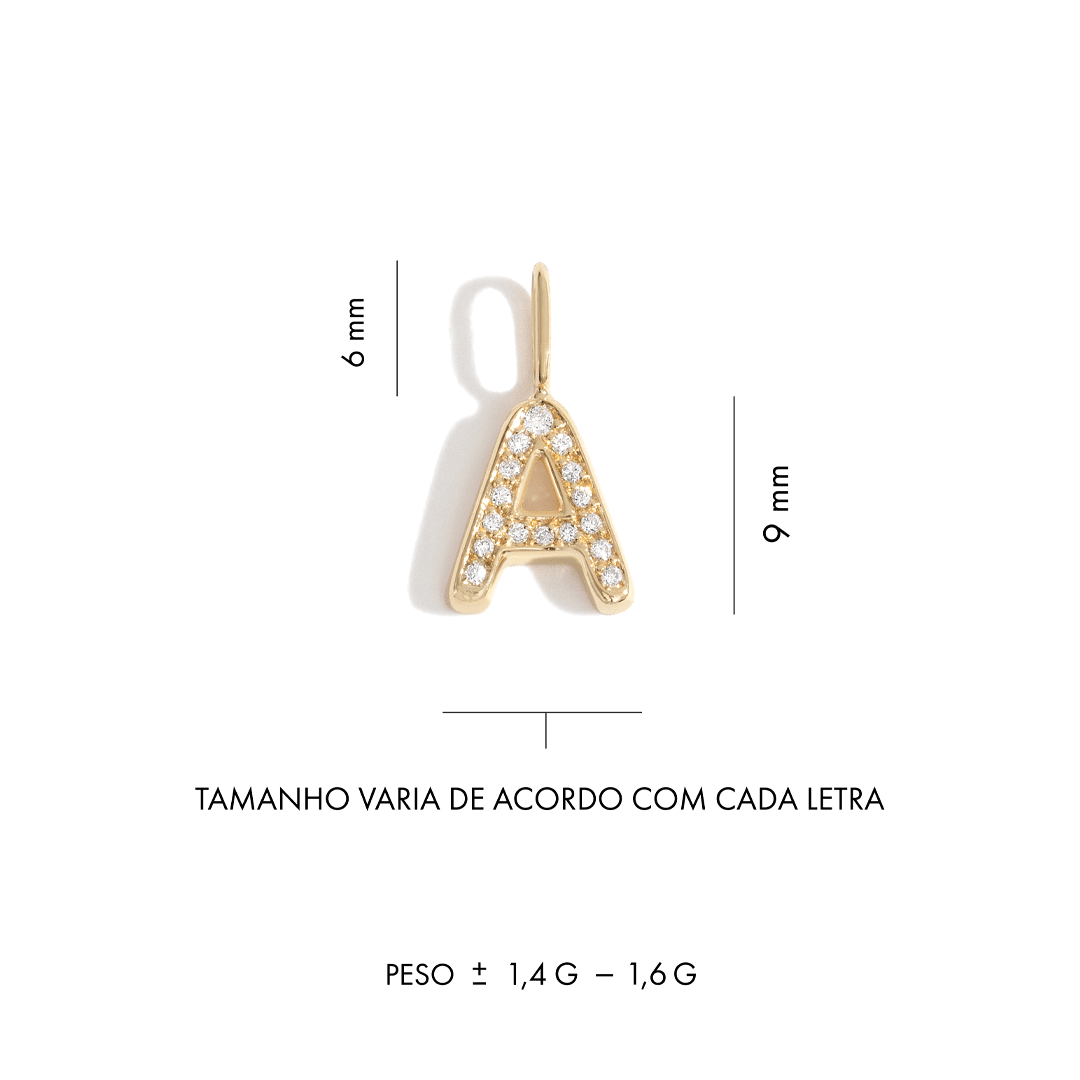 Pingente Você - P | Ouro Amarelo 18K e Diamantes - Jack Vartanian - Letras