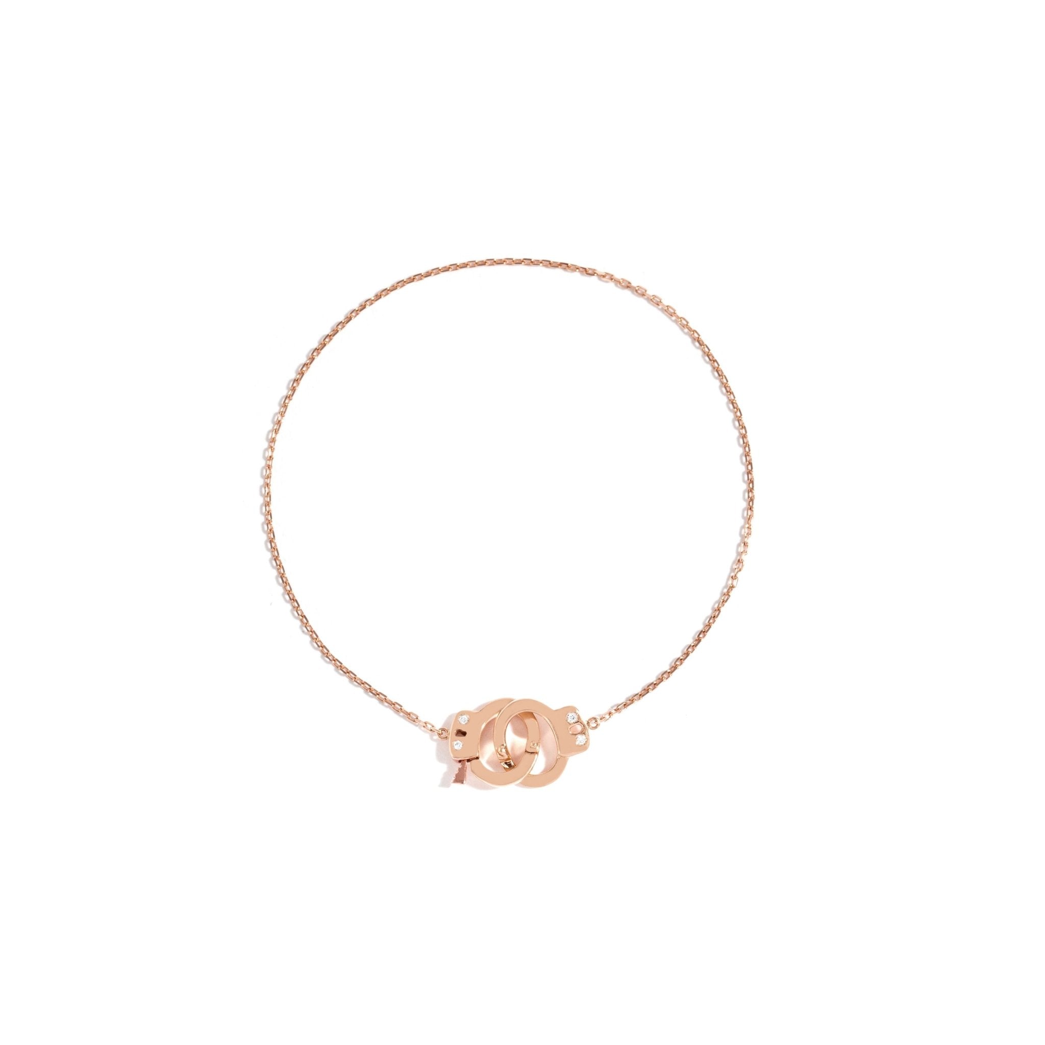 Pulseira Algeminha De Ouro Rosa 18K E Diamante - P - Jack Vartanian - Charm