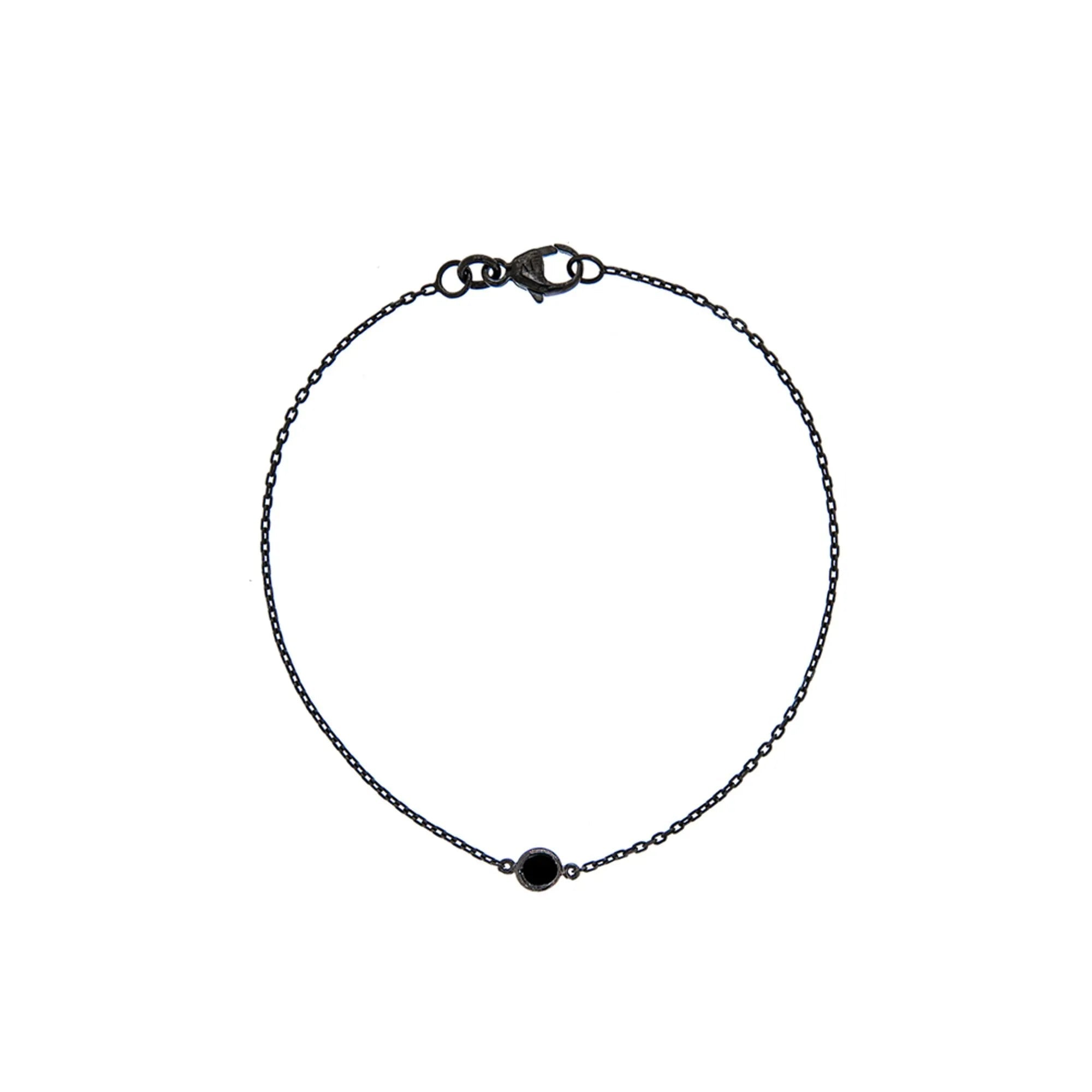 Pulseira Clássico De Ouro Branco 18K Com Ródio Negro E Diamante Negro - Jack Vartanian - Charm