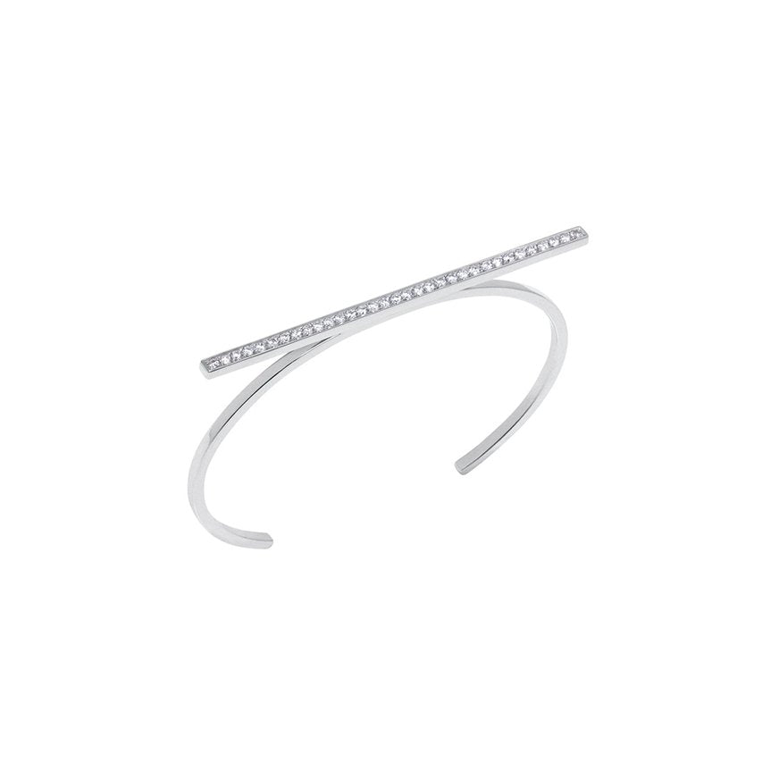 Pulseira Line | Ouro Branco 18K com Diamante - Jack Vartanian - Bracelete