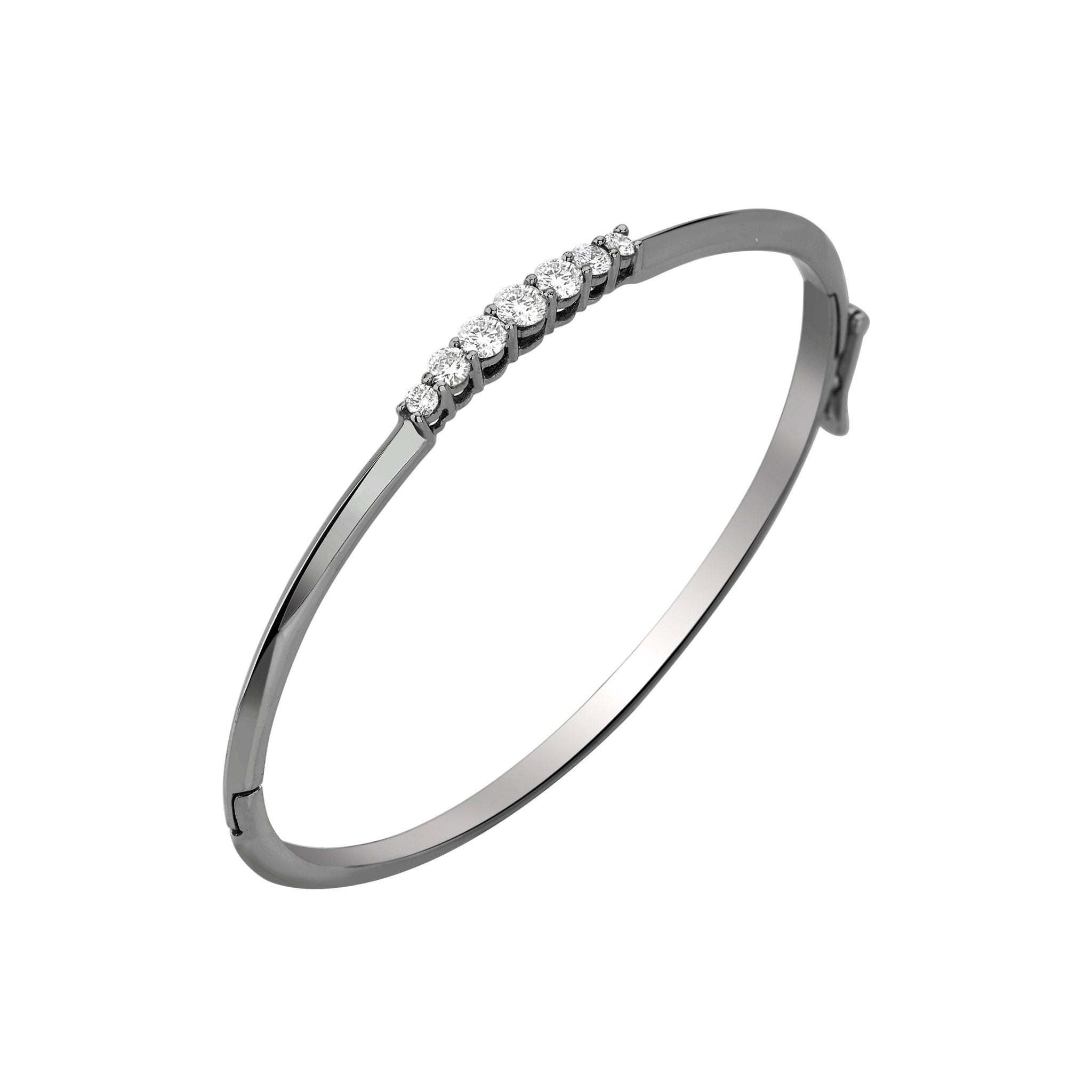 Pulseira Rock Star De Ouro Branco 18K Com Ródio Negro E Diamante - Jack Vartanian - Bracelete