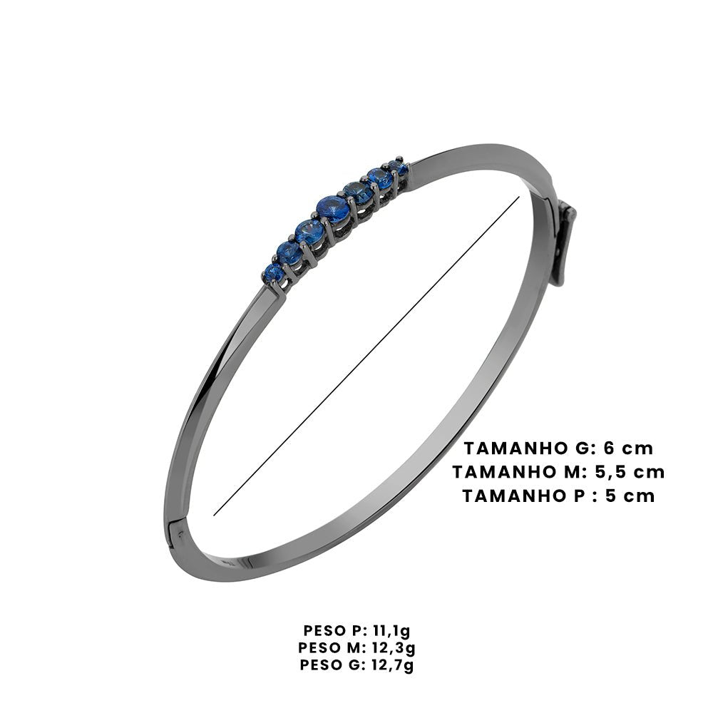 Pulseira Rock Star De Ouro Branco 18K Com Ródio Negro E Safira - Jack Vartanian - Bracelete