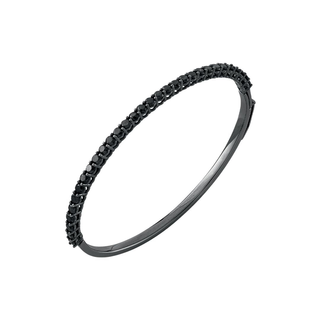 Pulseira Voyeur De Ouro Branco 18K Com Ródio Negro E Diamante Negro - Jack Vartanian - Bracelete