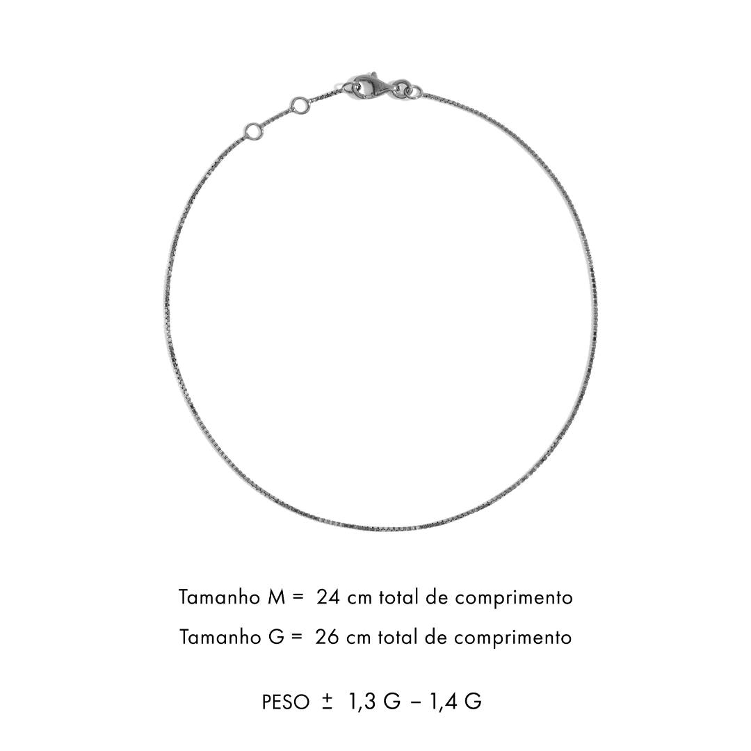 Tornozeleira Você - M | Ouro Branco 18K com Ródio Negro - Jack Vartanian - Sem Pedra